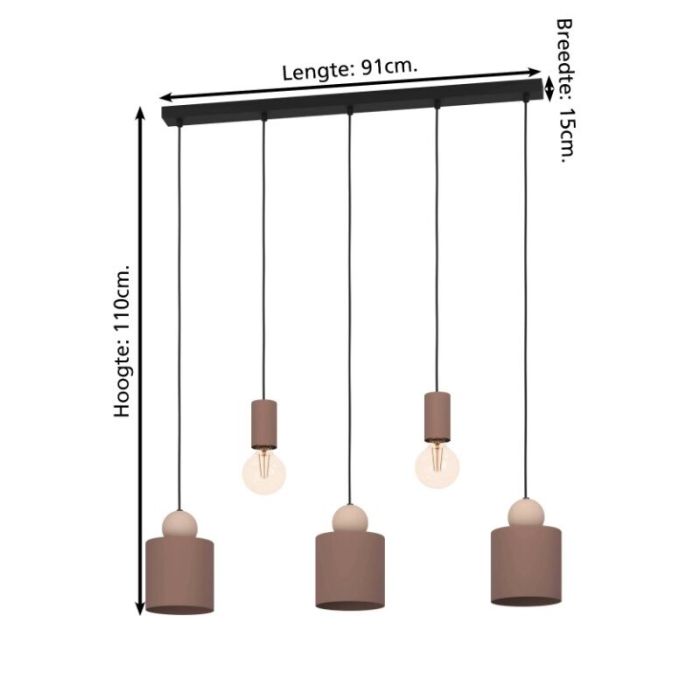 Taupe rustic pendant light aluminium, Sjaak