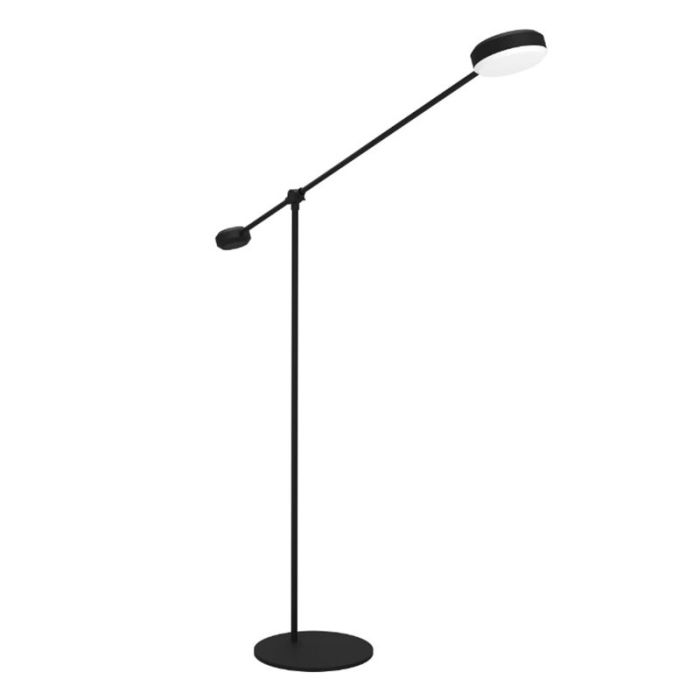 Black modern reading floor lamp aluminium, Thies, 24W, 3000K LED, 3-step dimmable