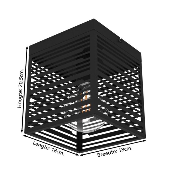 Black industrial ceiling light aluminium, Lennaert