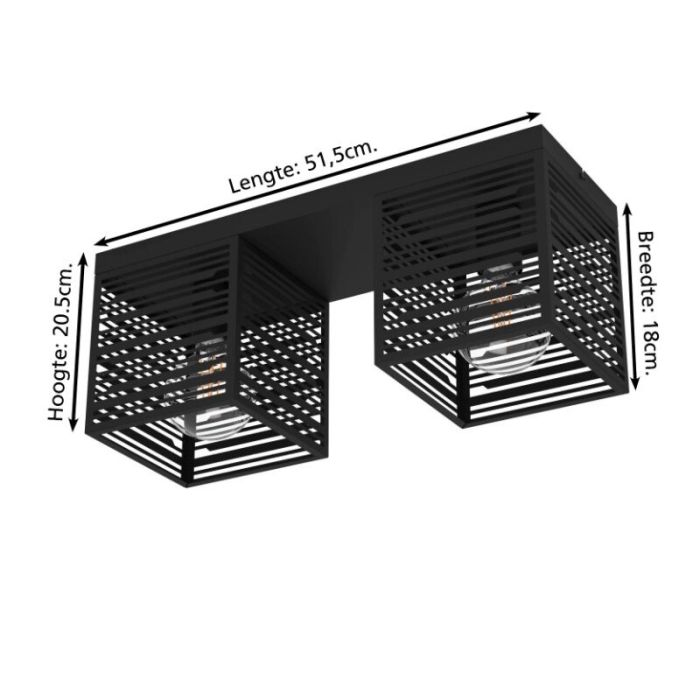 Black industrial ceiling light aluminium, Lennaert