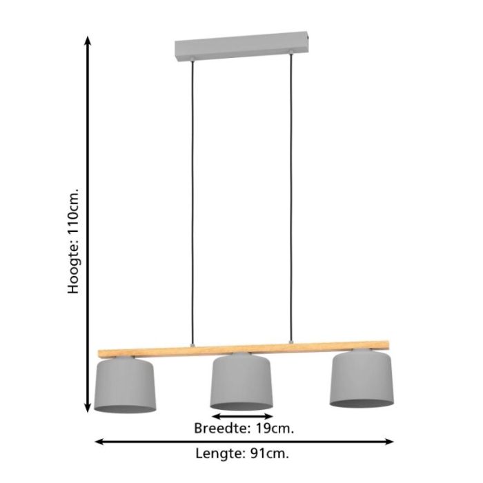 Wood pendant light grey, Jeannot