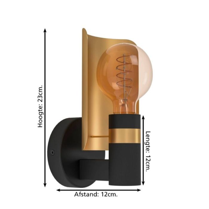 Golden modern wall light aluminium, Jetty