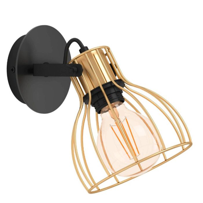 Golden industrial wall spotlight aluminium, Tjarda