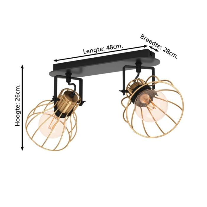 Golden industrial ceiling spotlight aluminium, Tjarda