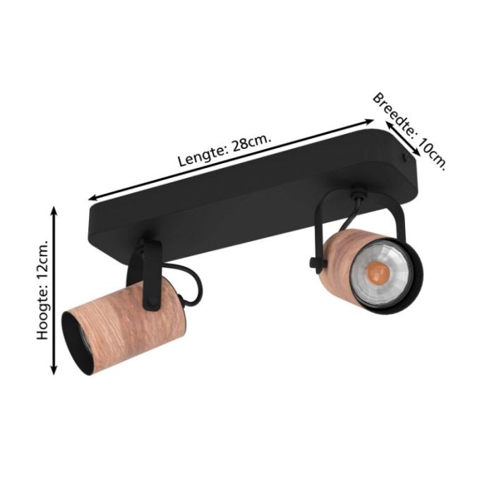 Wood ceiling spotlight black, Thierry