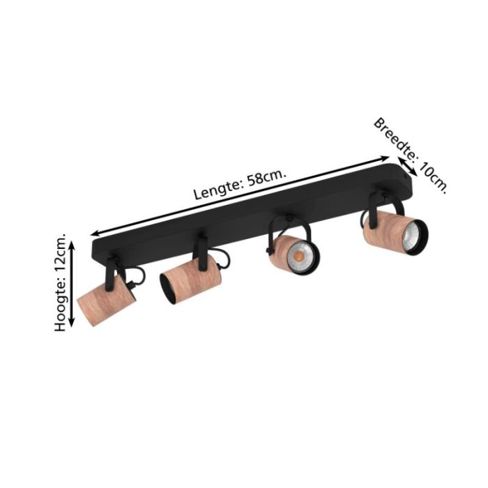 Wood ceiling spotlight black, Thierry