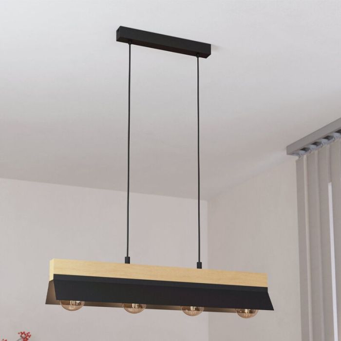 Black industrial pendant light aluminium, Kyla