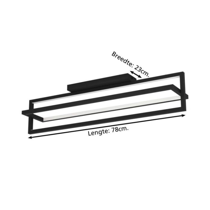 Black modern ceiling light aluminium, Lianne, 34W, warm to cold white adjustable LED, 3-step dimmable