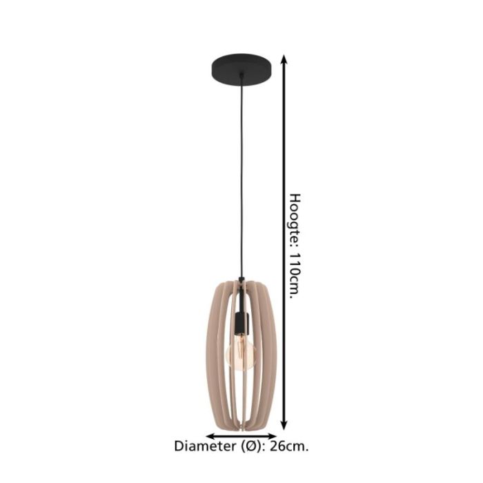 Wood pendant light grey, Wilko