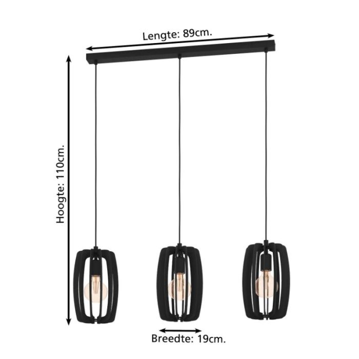 Wood pendant light black, Wilko