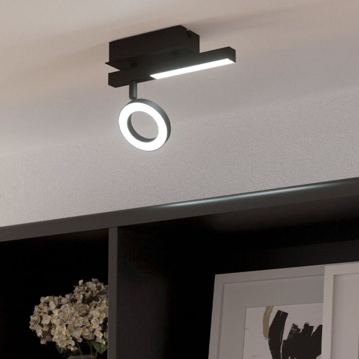 Black modern ceiling spotlight aluminium, Madelinde, 3,2W, 3000K LED