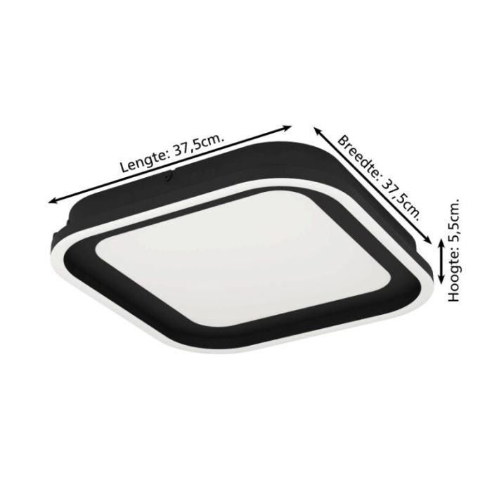 Black modern ceiling light aluminium, Thijn, 11W, warm to cold white adjustable LED, 3-step dimmable