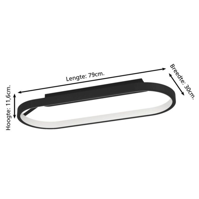 Black modern ceiling light aluminium, Maira, 27W, 3000K LED, 3-step dimmable