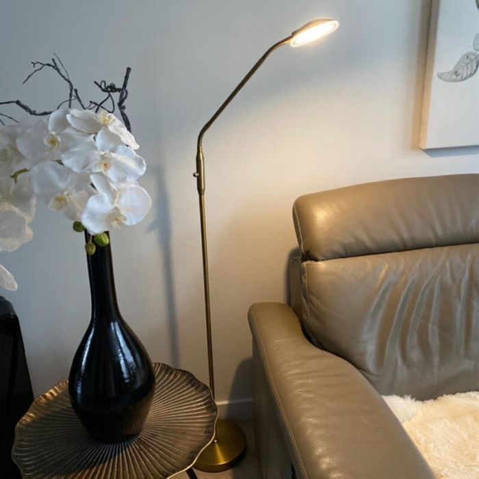 Modern reading floor lamp brass, Salvador, 5W, 3000K LED, with switch