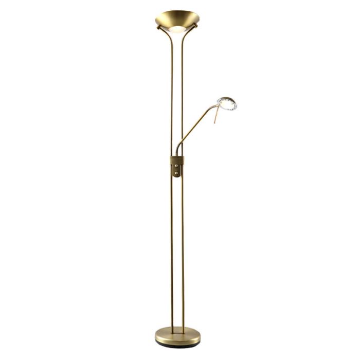 Modern reading floor lamp brass, Salvador, 18W, 3000K LED, with switch