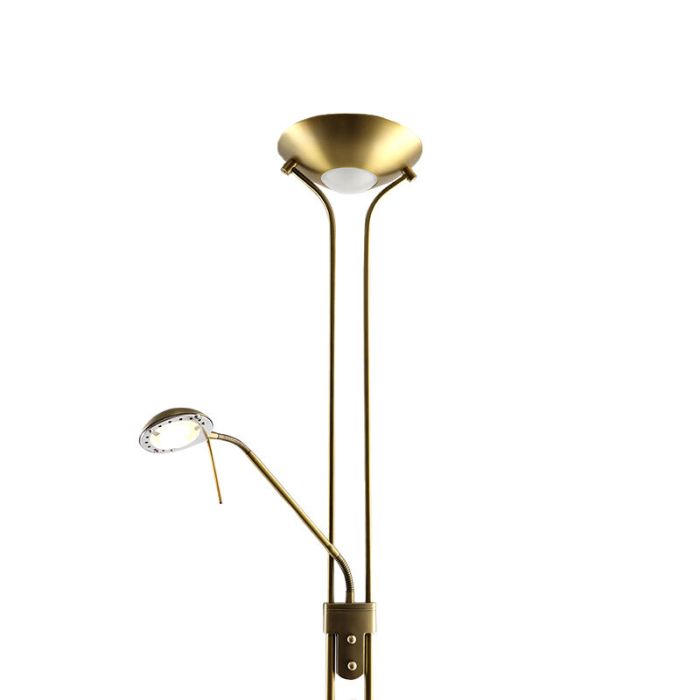 Modern reading floor lamp brass, Salvador, 18W, 3000K LED, with switch