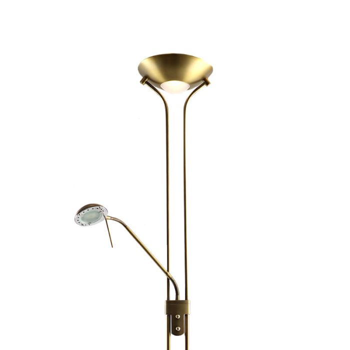 Modern reading floor lamp brass, Salvador, 18W, 3000K LED, with switch