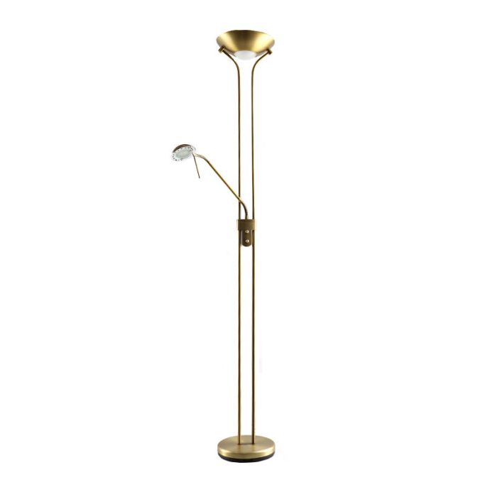 Modern reading floor lamp brass, Salvador, 18W, 3000K LED, with switch