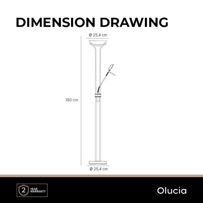 Modern reading floor lamp brass, Salvador, 18W, 3000K LED, with switch