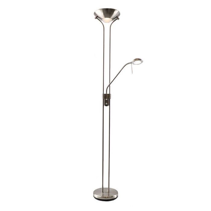 Modern reading floor lamp nickel, Salvador, 18W, 3000K LED, with switch