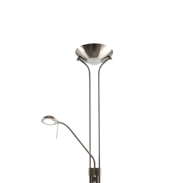 Modern reading floor lamp nickel, Salvador, 18W, 3000K LED, with switch