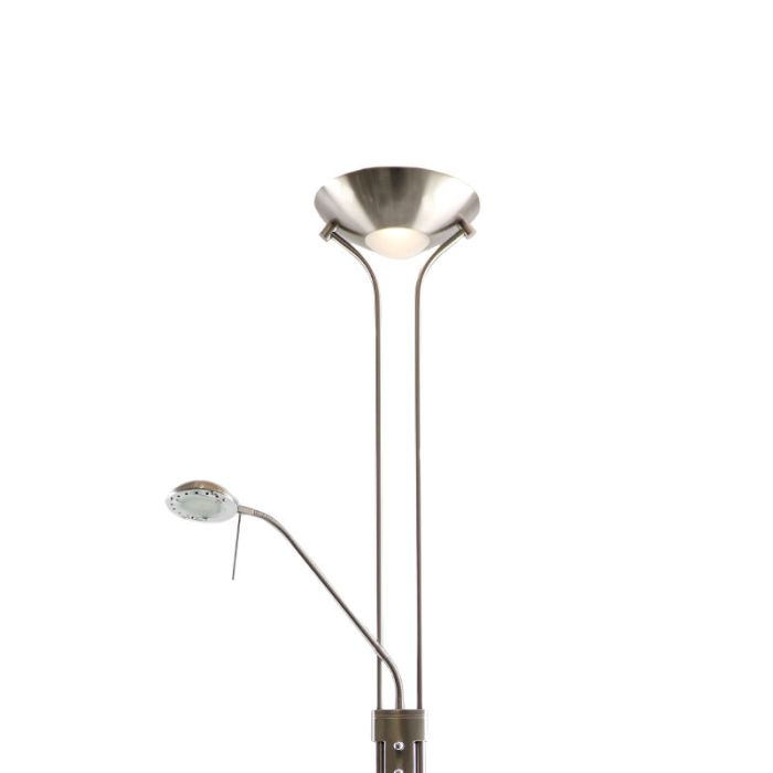 Modern reading floor lamp nickel, Salvador, 18W, 3000K LED, with switch