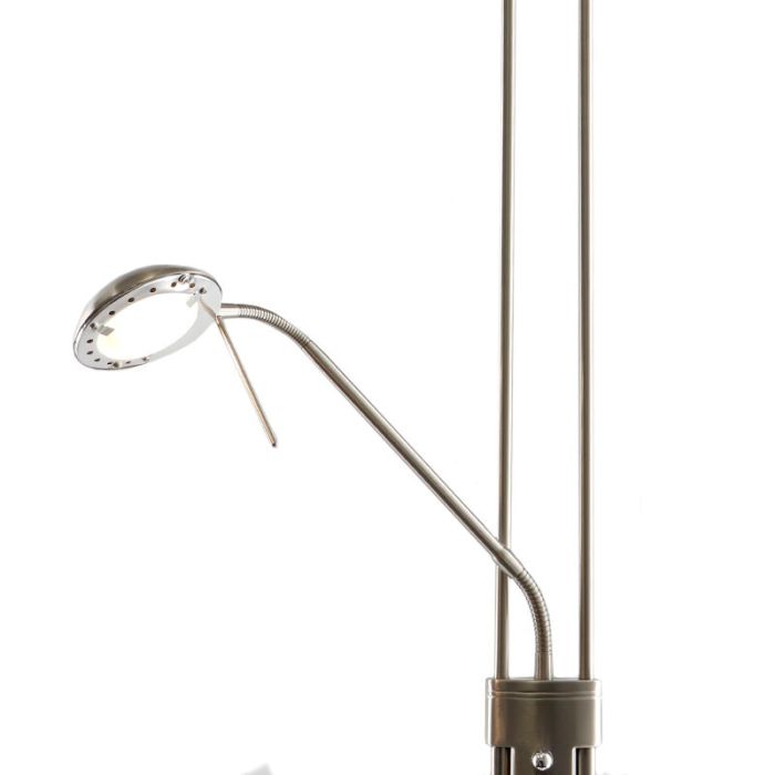 Modern reading floor lamp nickel, Salvador, 18W, 3000K LED, with switch