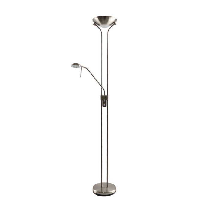 Modern reading floor lamp nickel, Salvador, 18W, 3000K LED, with switch