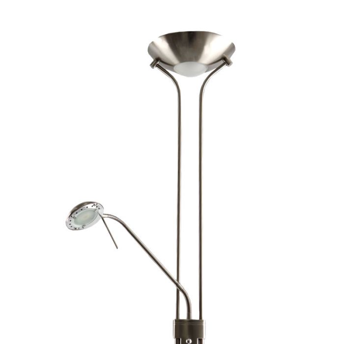 Modern reading floor lamp nickel, Salvador, 18W, 3000K LED, with switch
