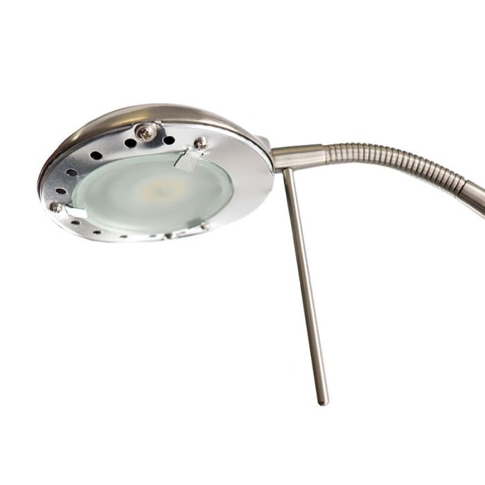 Modern reading floor lamp nickel, Salvador, 18W, 3000K LED, with switch