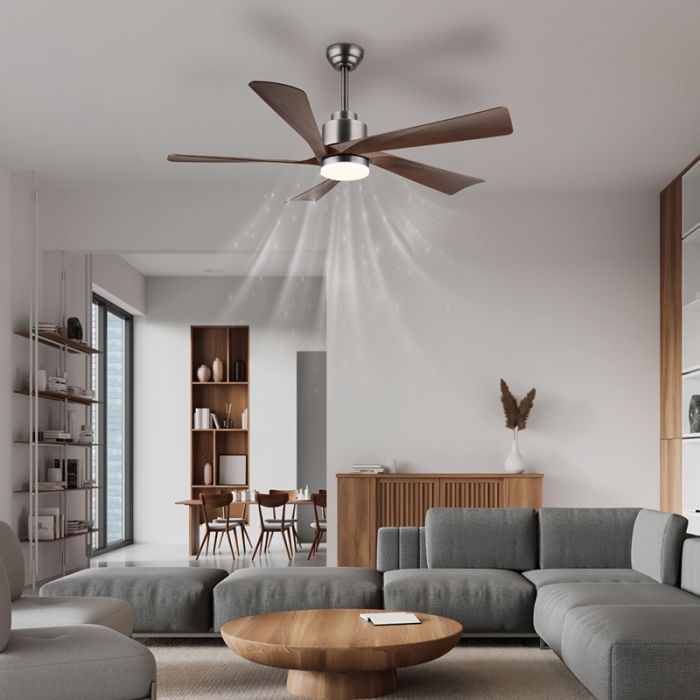 Brown modern ceiling fan metal, Frank, 20W, warm to cold white adjustable LED, with remote control