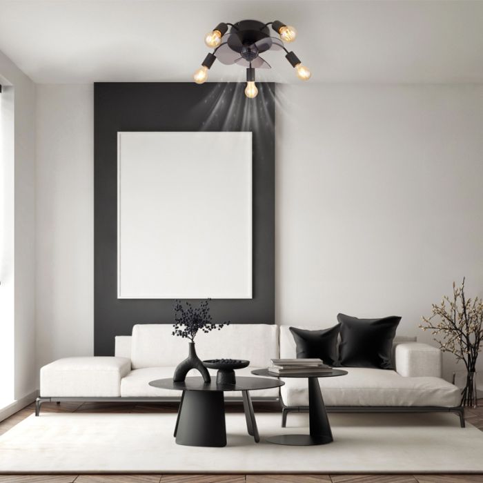Black modern ceiling fan metal, Kiet, with remote control