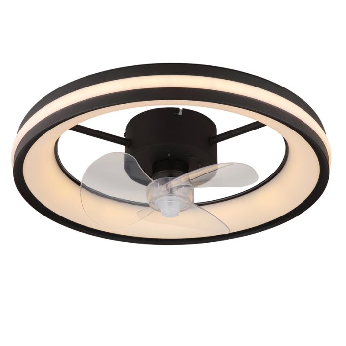 Black modern ceiling fan plastic, Klaaske, 30W, warm to cold white adjustable LED, with remote control