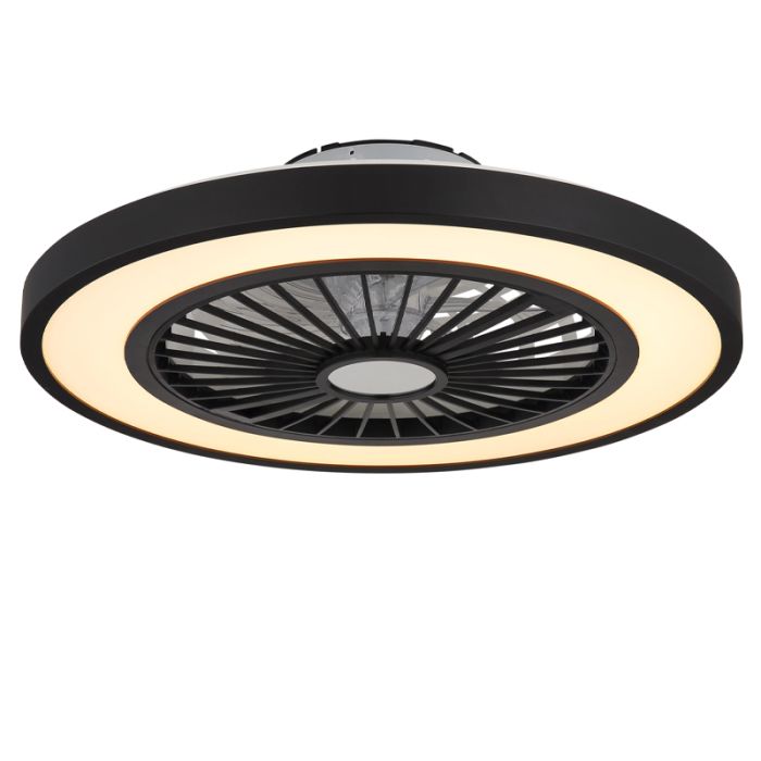 Black modern ceiling fan plastic, Komal, 45W, warm to cold white adjustable LED, with remote control