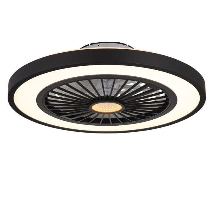 Black modern ceiling fan plastic, Komal, 45W, warm to cold white adjustable LED, with remote control