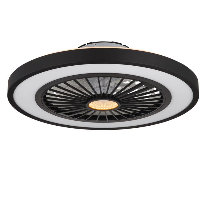 Black modern ceiling fan plastic, Komal, 45W, warm to cold white adjustable LED, with remote control