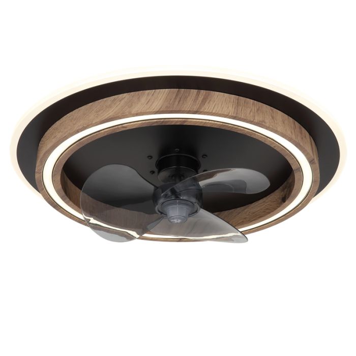 Brown modern ceiling fan plastic, Lamine, 32W, warm to cold white adjustable LED, with remote control