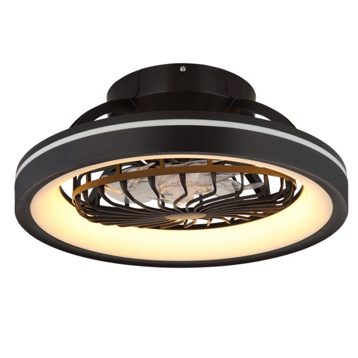 Black modern ceiling fan plastic, Lenard, 40W, warm to cold white adjustable LED, with remote control