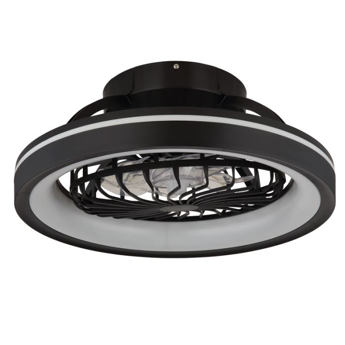 Black modern ceiling fan plastic, Lenard, 40W, warm to cold white adjustable LED, with remote control