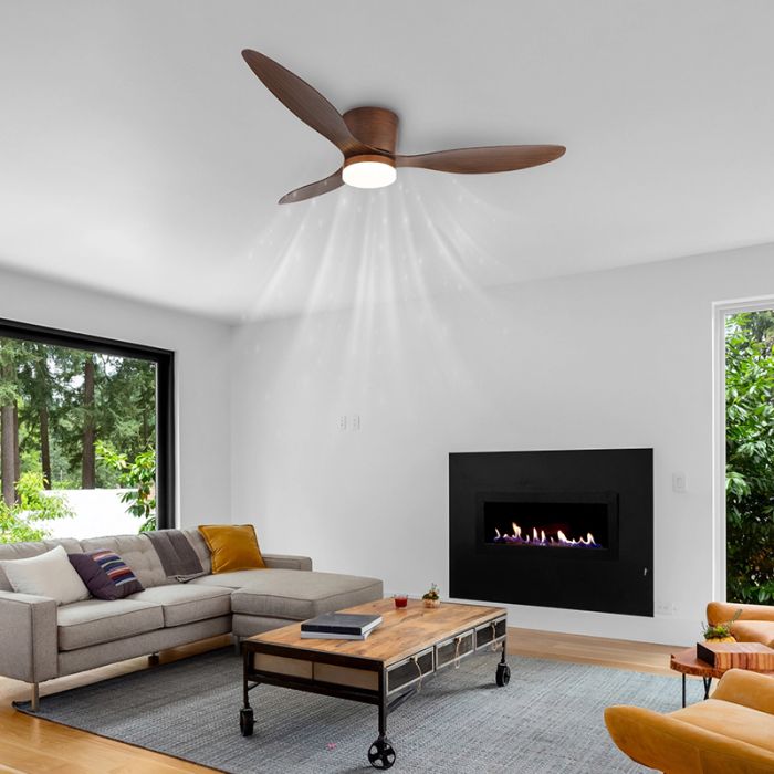 Brown rustic ceiling fan plastic, Lenneke, 20W, warm to cold white adjustable LED, with remote control
