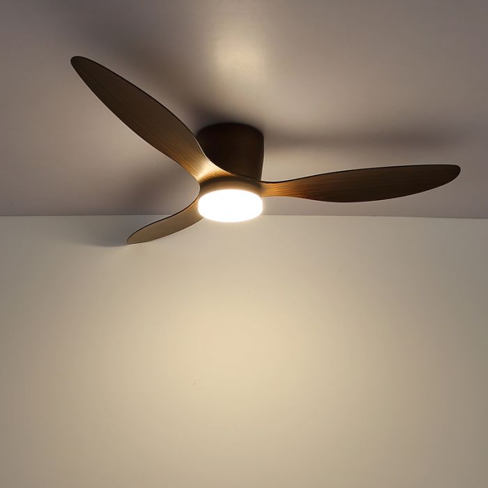 Brown rustic ceiling fan plastic, Lenneke, 20W, warm to cold white adjustable LED, with remote control