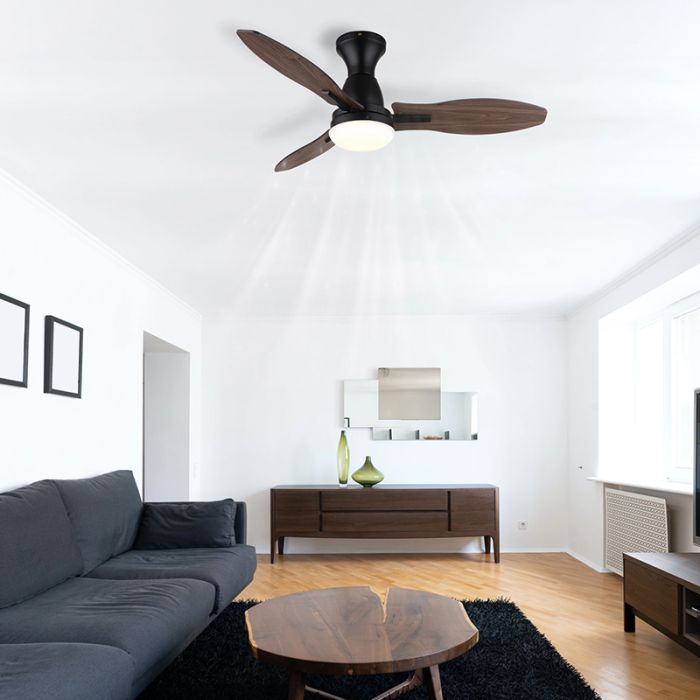 Brown rustic ceiling fan metal, Majda, 22W, white switch LED, with remote control