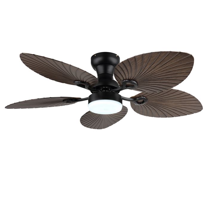 Brown rustic ceiling fan metal, Naduah, 22W, white switch LED, with remote control