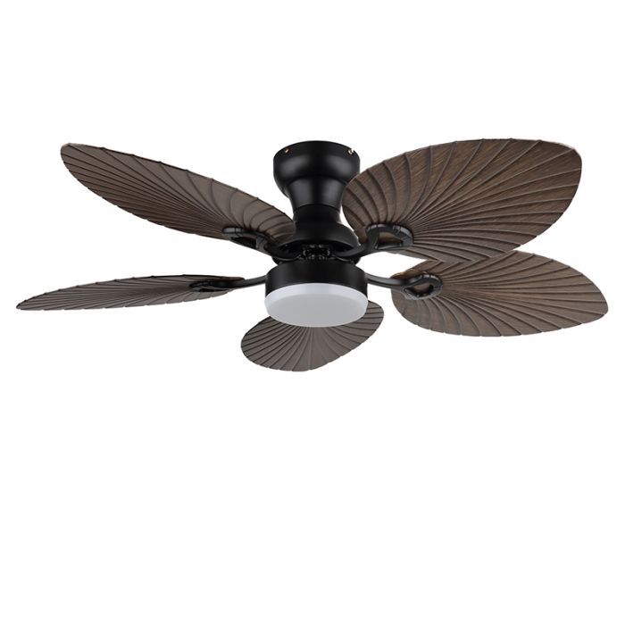 Brown rustic ceiling fan metal, Naduah, 22W, white switch LED, with remote control