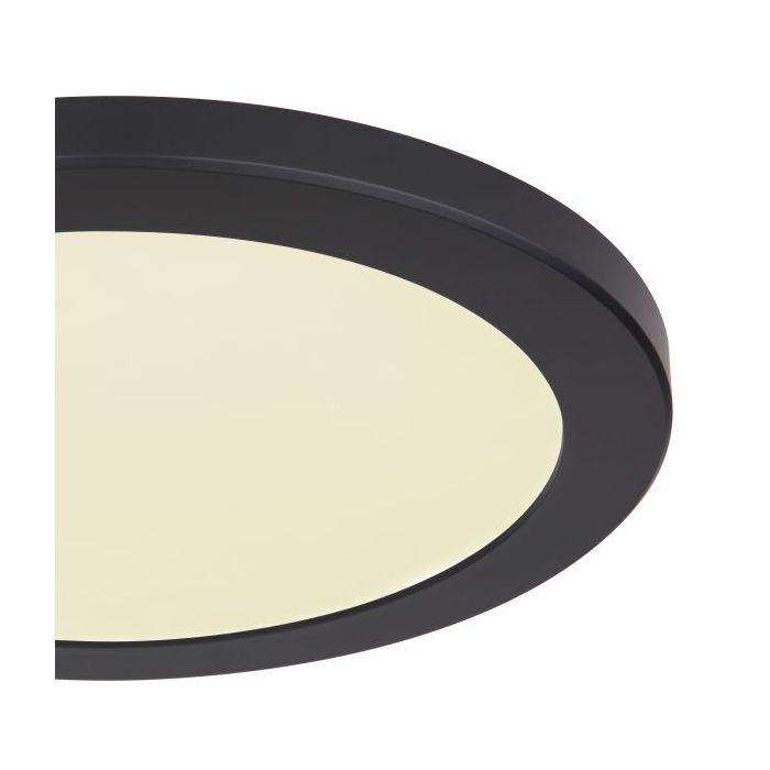 Black flush ceiling light plastic, Cage, 24W, adjustable light colour LED