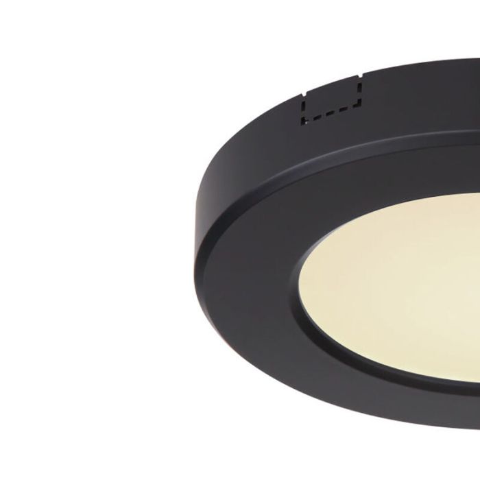 Black flush ceiling light plastic, Cage, 6W, adjustable light colour LED