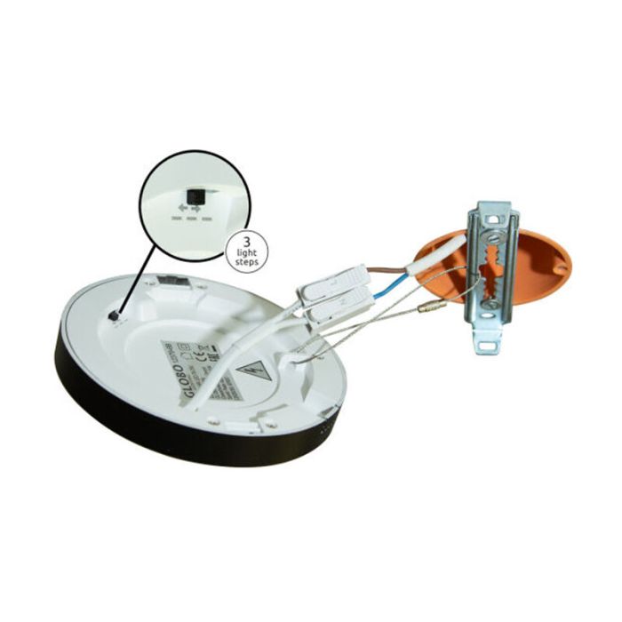 Black flush ceiling light plastic, Cage, 6W, adjustable light colour LED