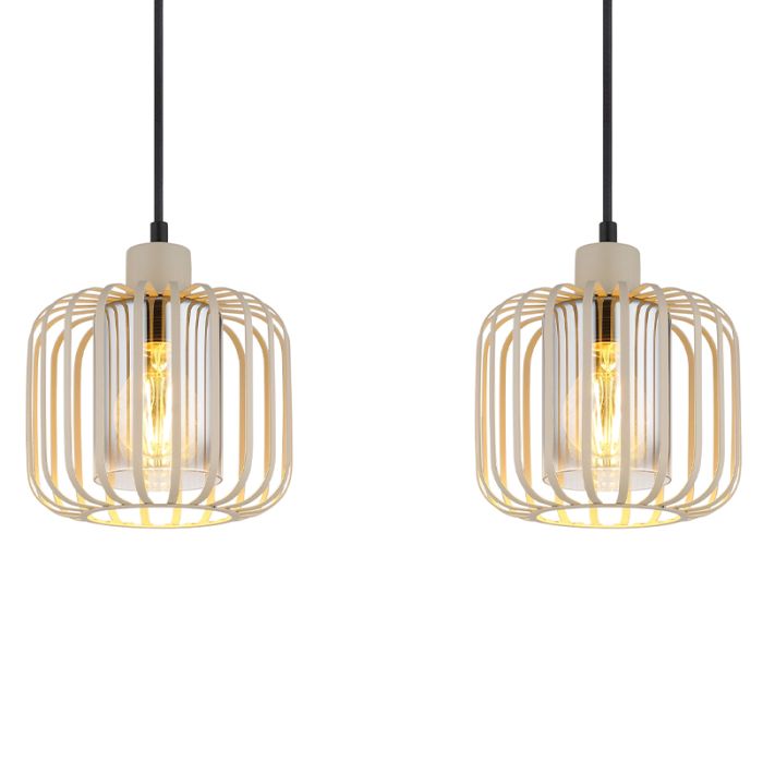 Beige industrial dining table hanging lamp metal, Jolanda