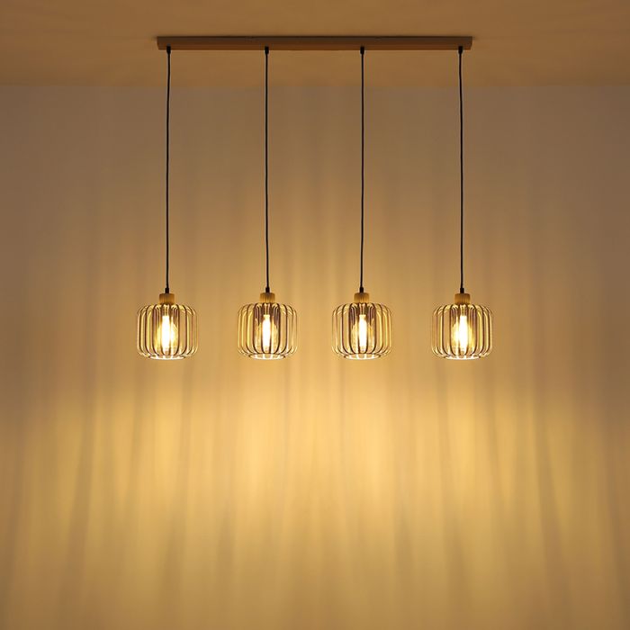 Beige industrial dining table hanging lamp metal, Jolanda