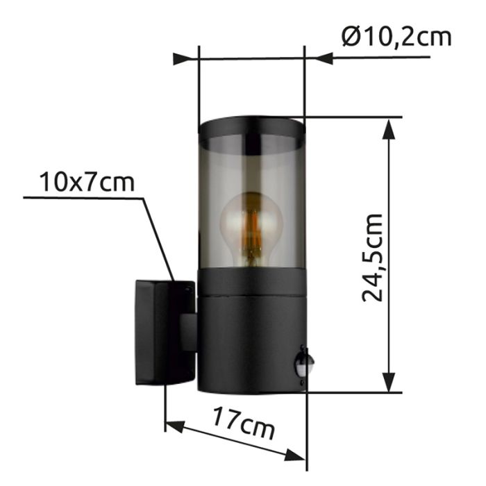 Black modern outdoor light stainless steel, Lambert, IP44